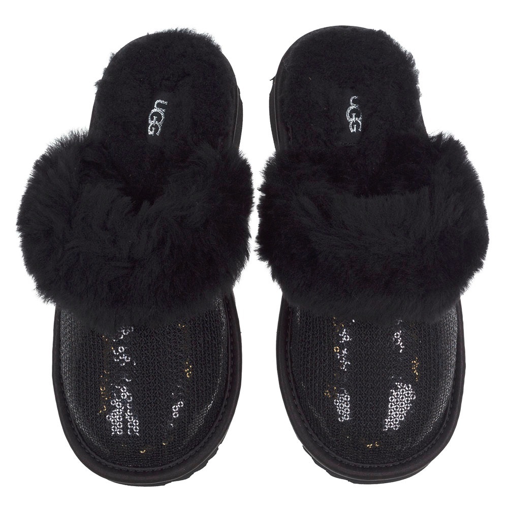 UGG Black Furry Slippers